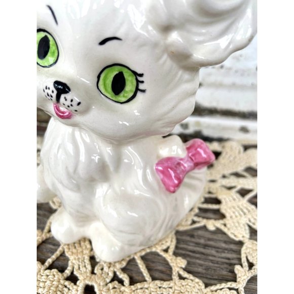 Vintage Kitschy Ceramic Puppy Dog Big Green Eyes - Picture 3 of 7